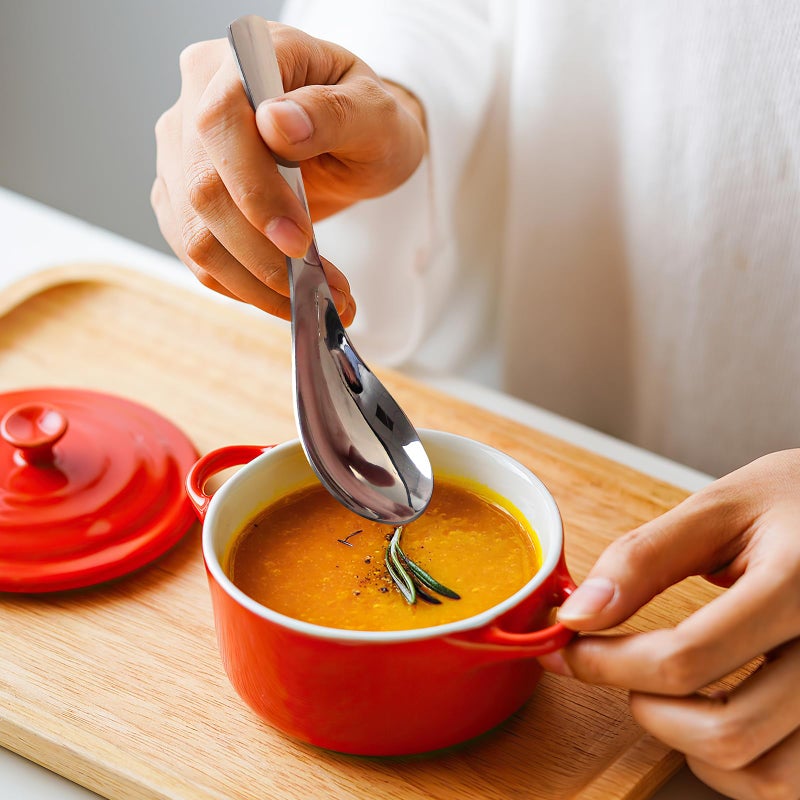 AOOSY Soup Spoons,Stainless Steel Korean Spoons Asian Soup Spoon, 6.3 Inches Heavy Duty Thick Short Handle Stainless Steel Ramen Spoon for Soup Cereals, Set of 6 - Image 3